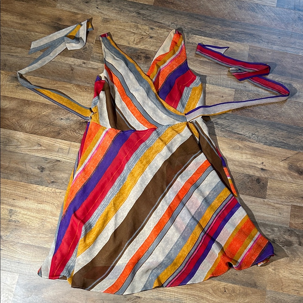 Ralph Lauren Colorful Striped Wrap Dress